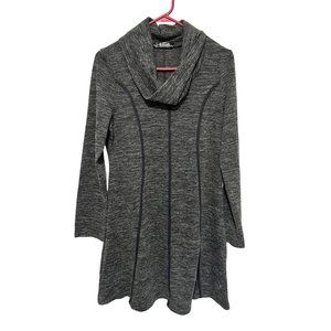 Neesha Sweater Dress Black Gray Veriagated with Piping Cowl Neck Womans Lg